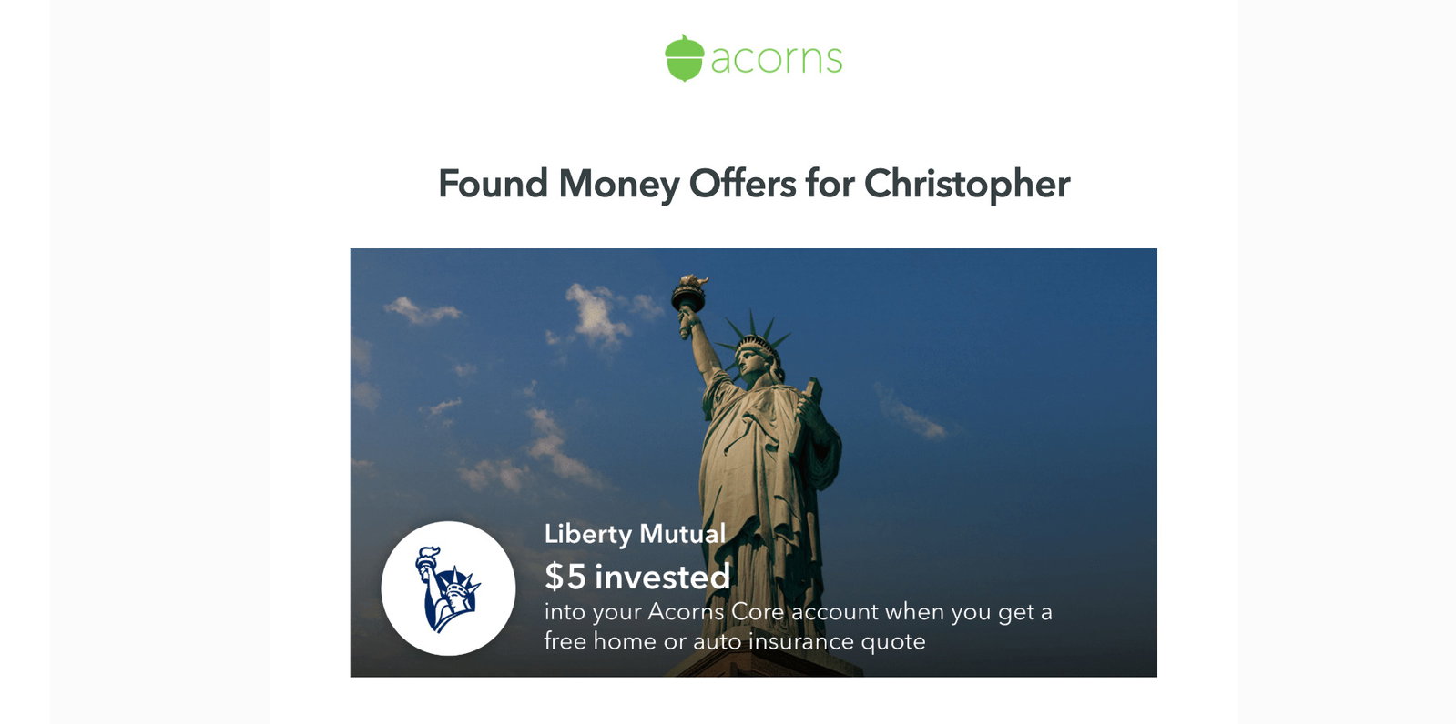 Found Money Example Email
