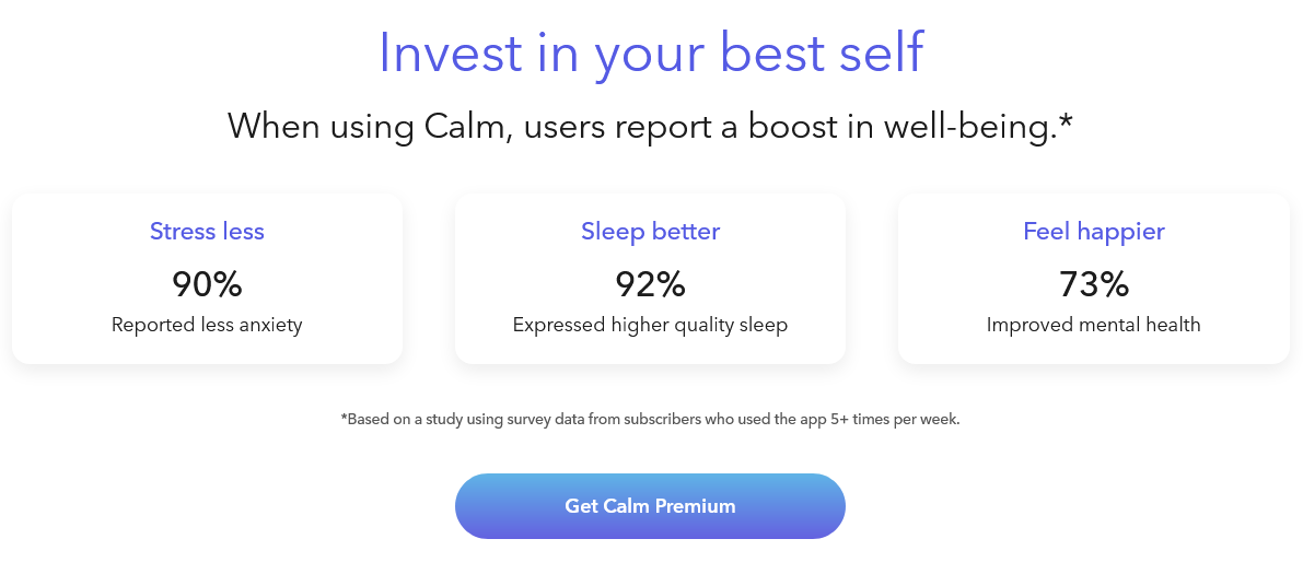screenshot of Calm app 