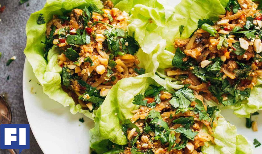 Peanut Chicken Lettuce Wraps With Ginger Garlic Sauce